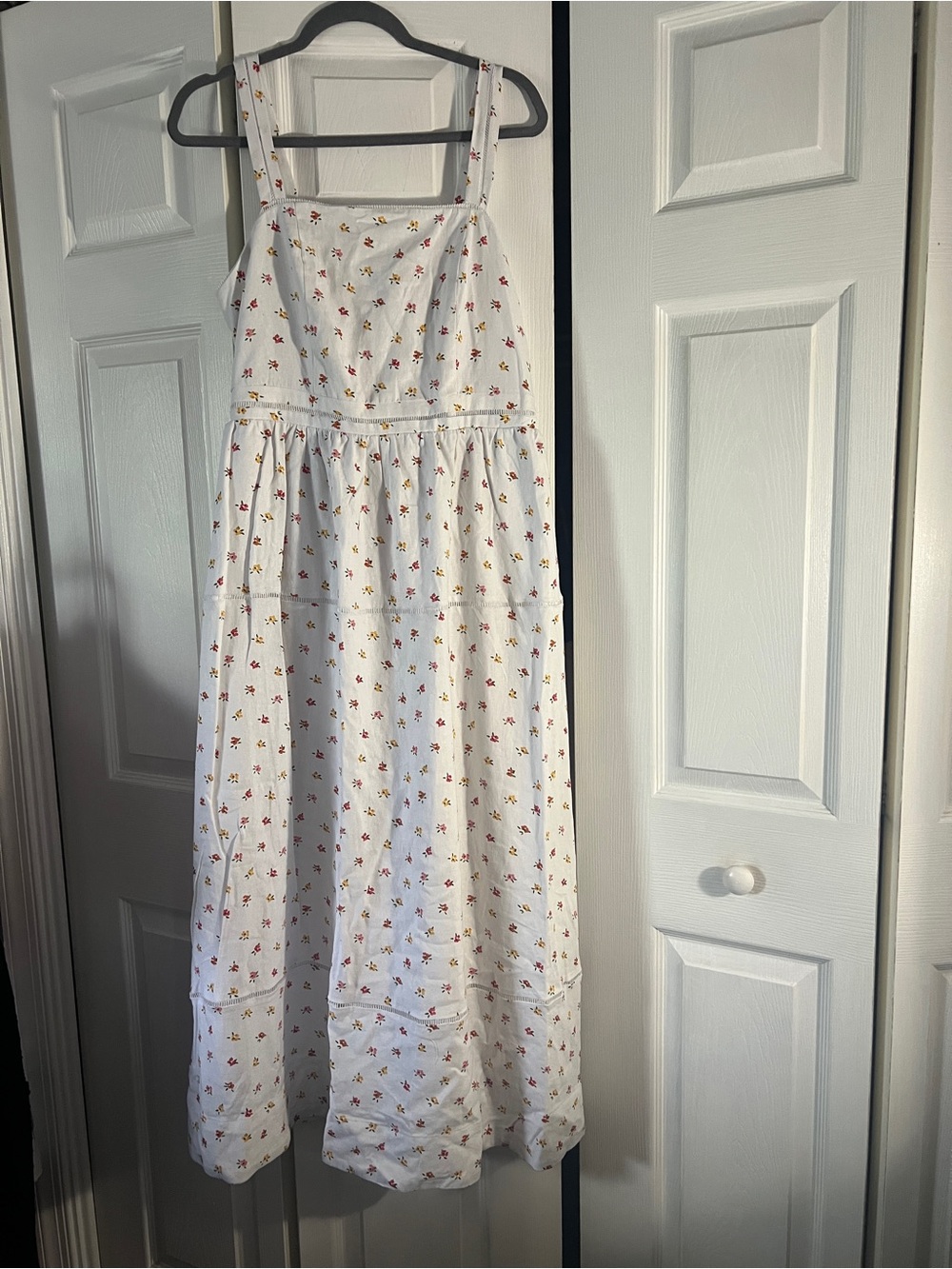 Lucky Brand White Sundress with Red and Yellow Floral Print